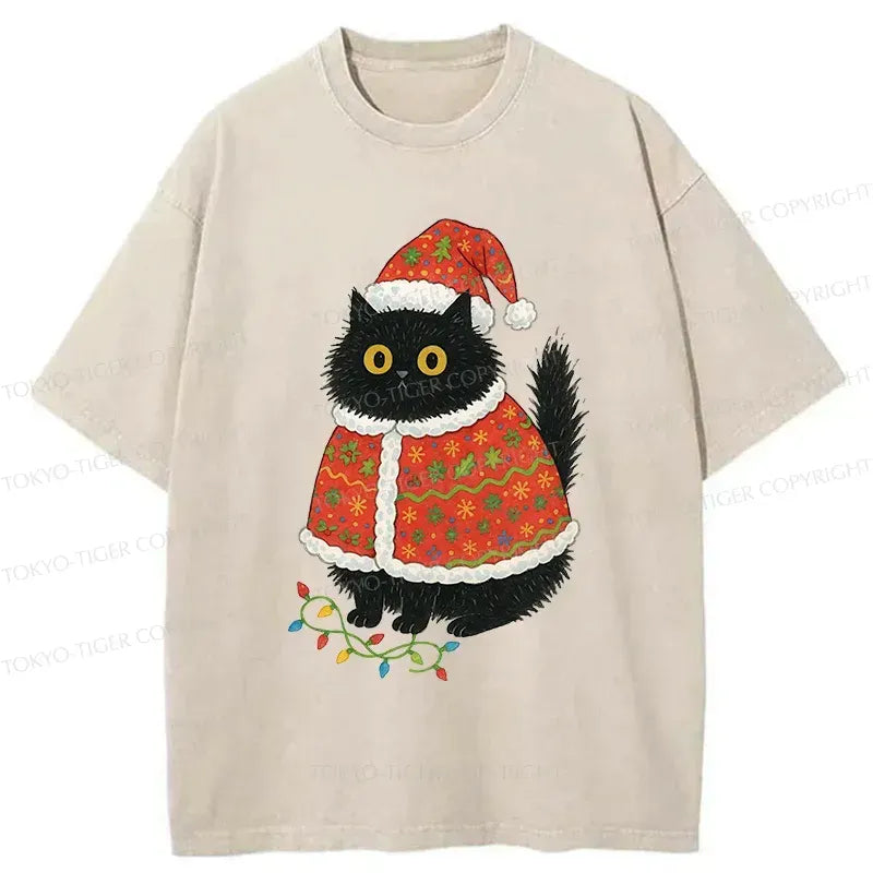 Trendy Cat Santa Hat T-Shirt for Gift Idea