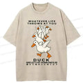 Kyoto-Lion Funny Whatever Life Throws At You Washed T-Shirt