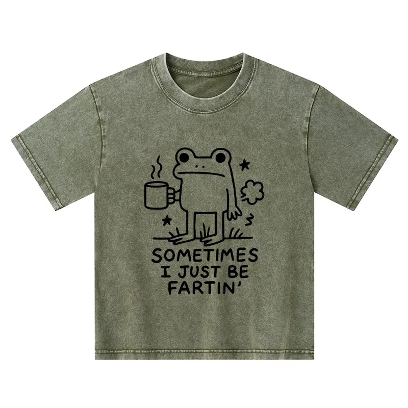Kyoto-Lion Sometimes A Frog Just Needs To Fart Kids Washed T-Shirt