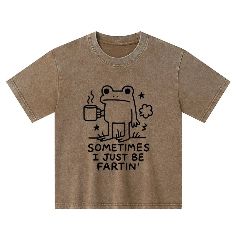 Kyoto-Lion Sometimes A Frog Just Needs To Fart Kids Washed T-Shirt