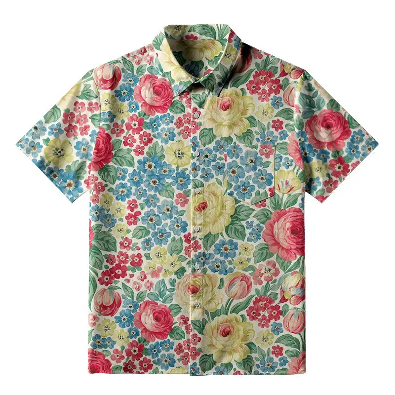 Kyoto-Lion Vivid Floral Button-up Shirt