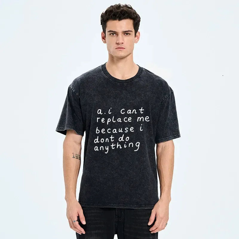 Kyoto-Lion Funny Lazy Person AI Meme Washed T-Shirt