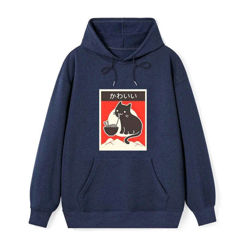 japanese style cat hoodie for daily wear
