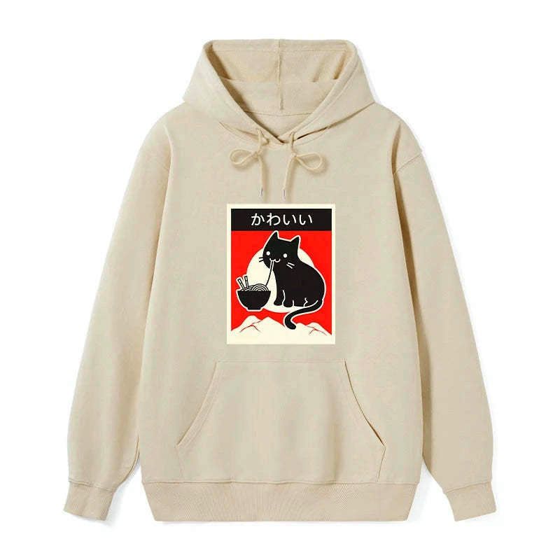 japanese style cat hoodie for daily wear