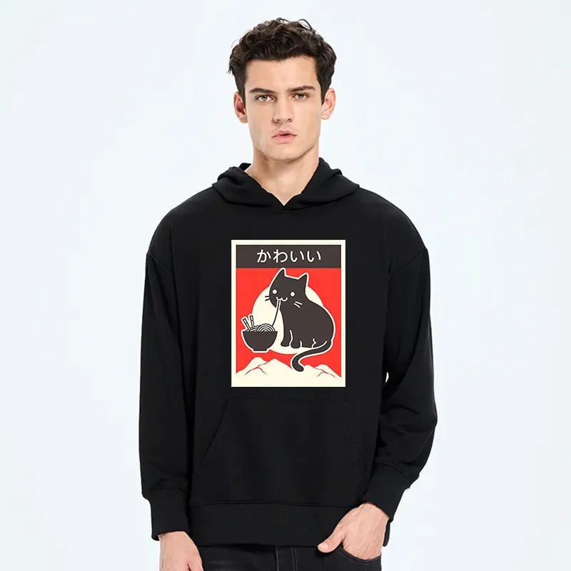 japanese style cat hoodie for daily wear
