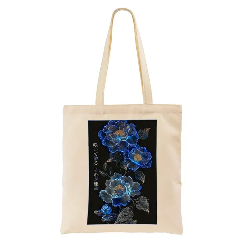 Vintage Floral Tote Bag with Sakura