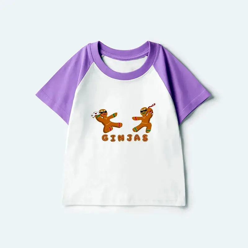 Kyoto-Lion Gingerbread Ninja Kids Raglan T-shirt