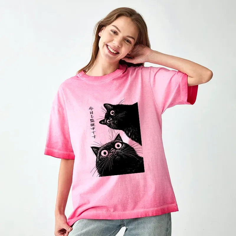 kyoto lion gradient washed cat t shirt