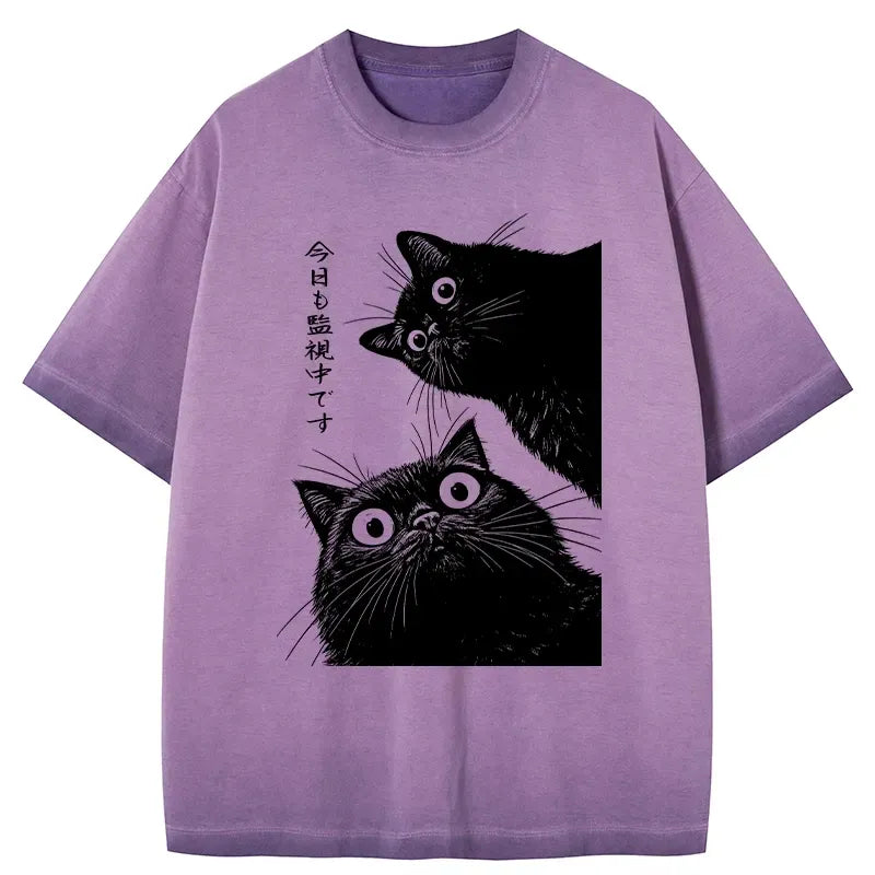 japanese vintage cat t shirt best seller