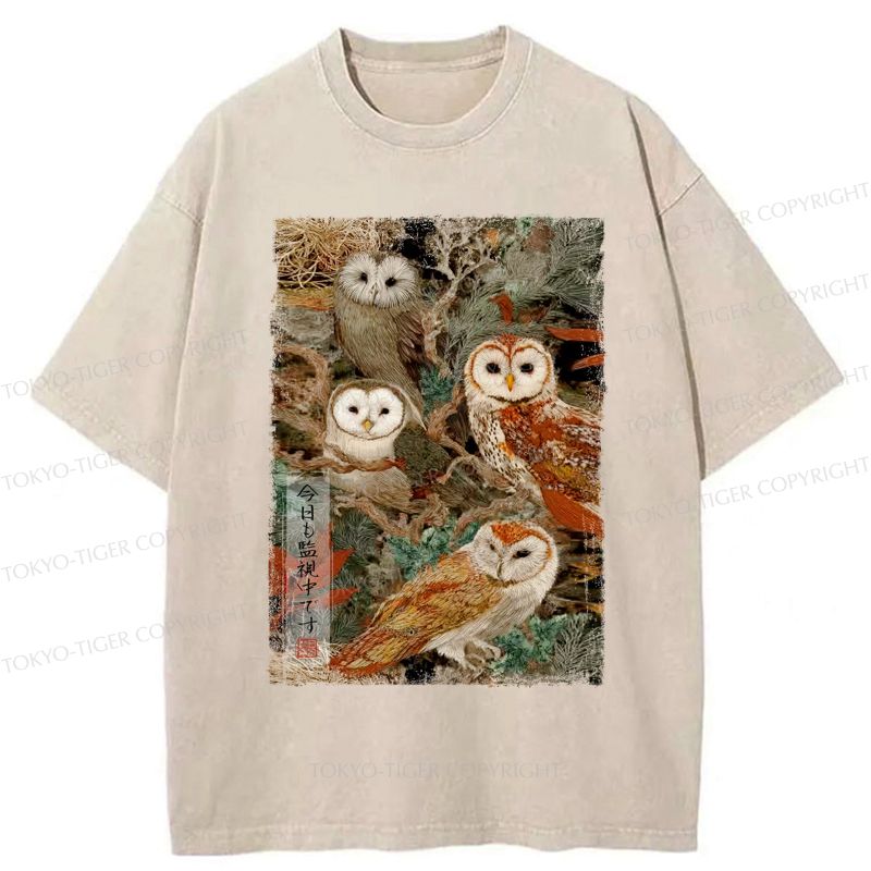 Japanese streetwear owl shirt for gift