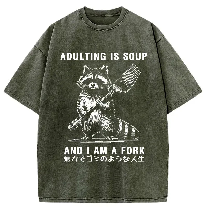 Kyoto-Lion Helpless Life Washed T-Shirt