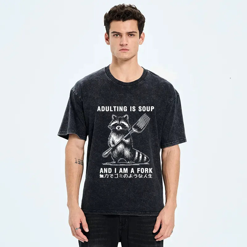 Kyoto-Lion Helpless Life Washed T-Shirt