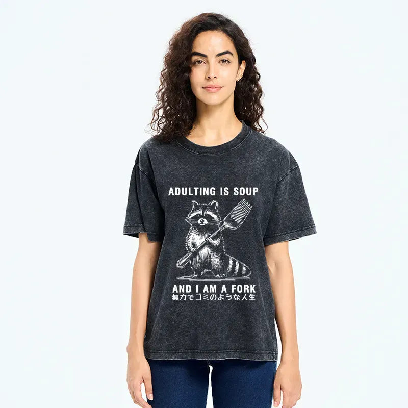 Kyoto-Lion Helpless Life Washed T-Shirt