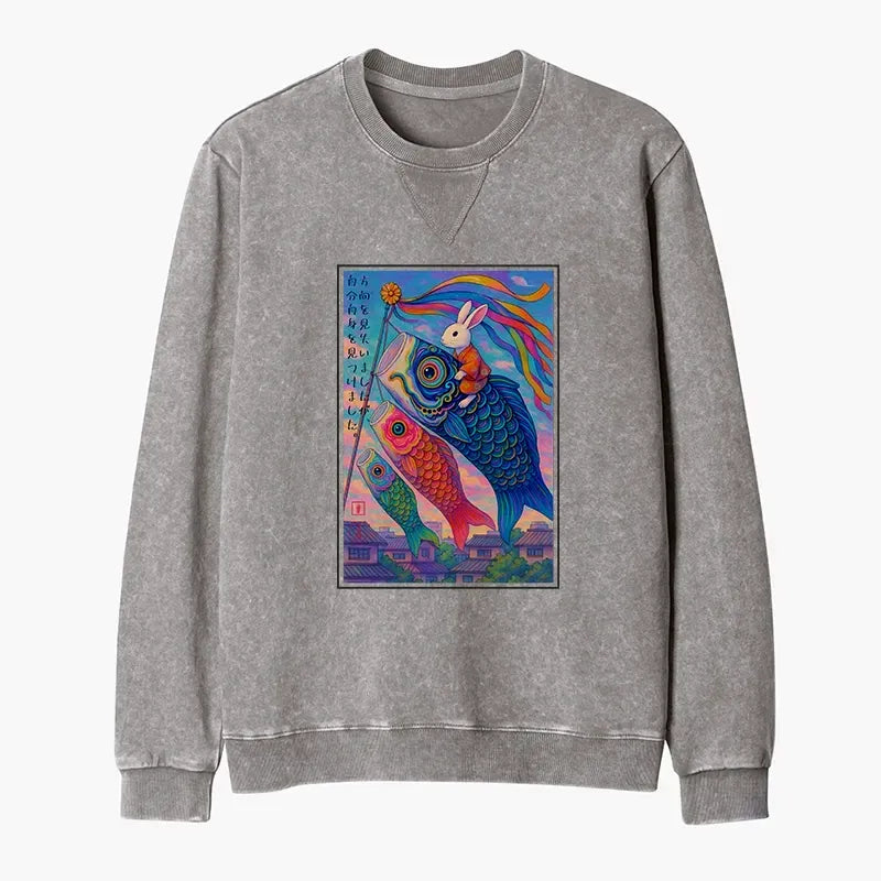Washed Terry Sweatshirt for Streetwear