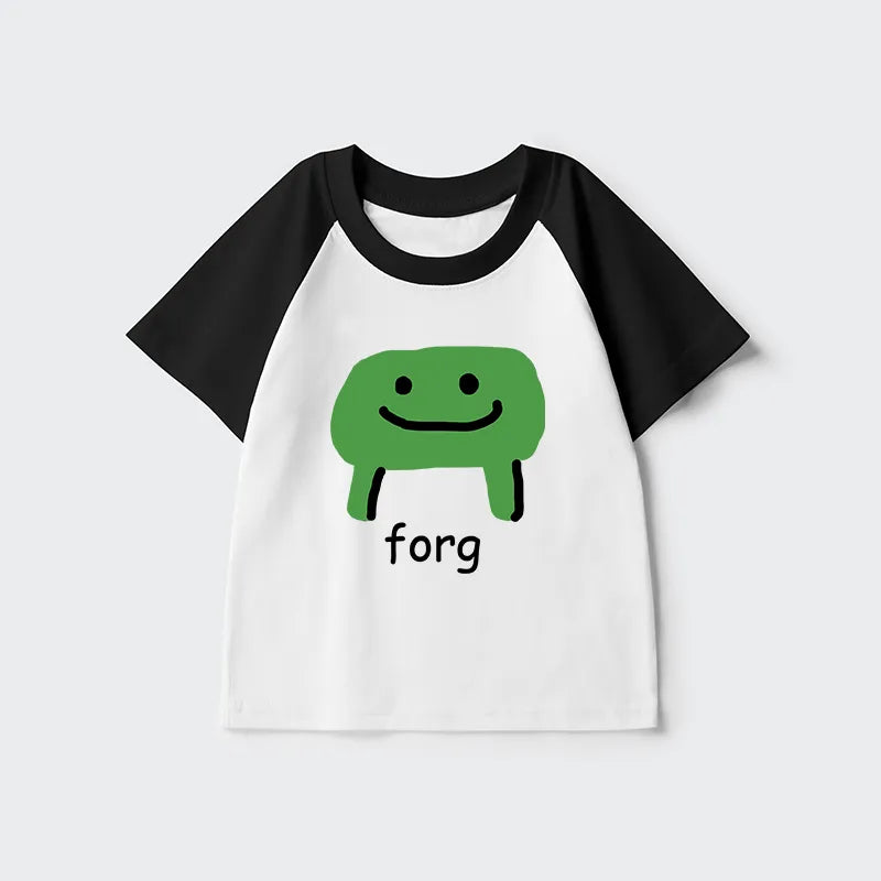 Kyoto-Lion Smiling Frog Kids Raglan T-shirt
