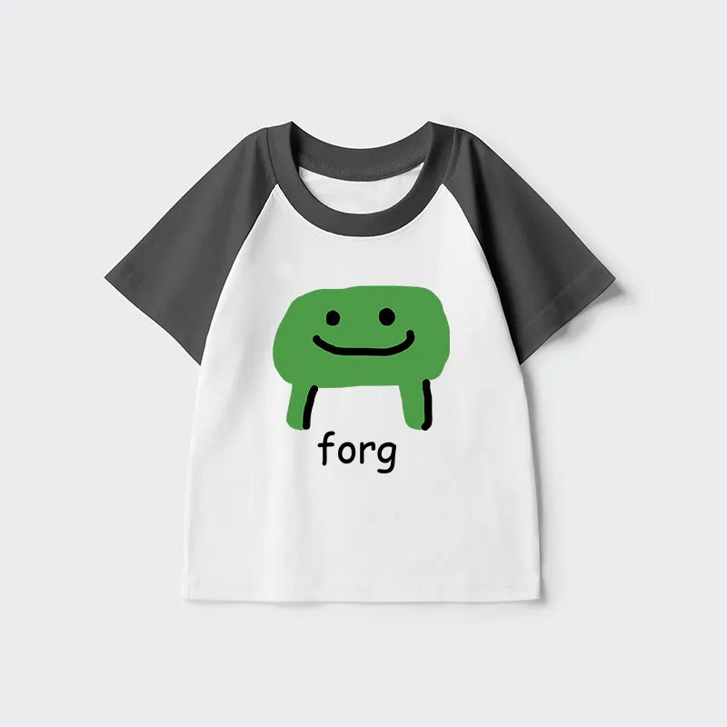 Kyoto-Lion Smiling Frog Kids Raglan T-shirt