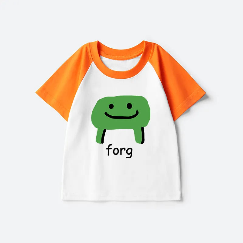 Kyoto-Lion Smiling Frog Kids Raglan T-shirt