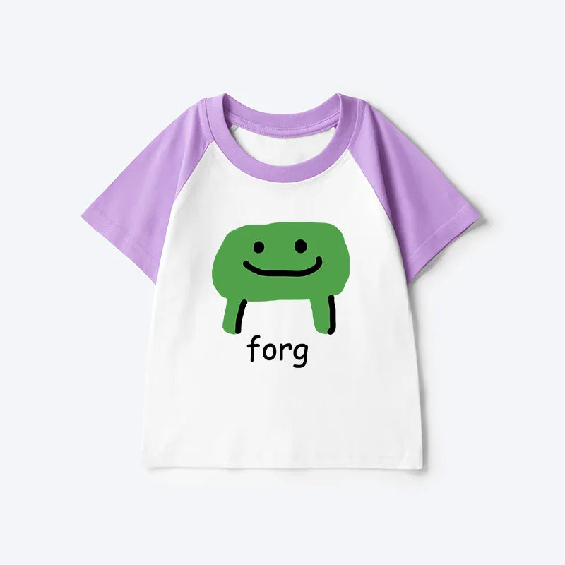 Kyoto-Lion Smiling Frog Kids Raglan T-shirt