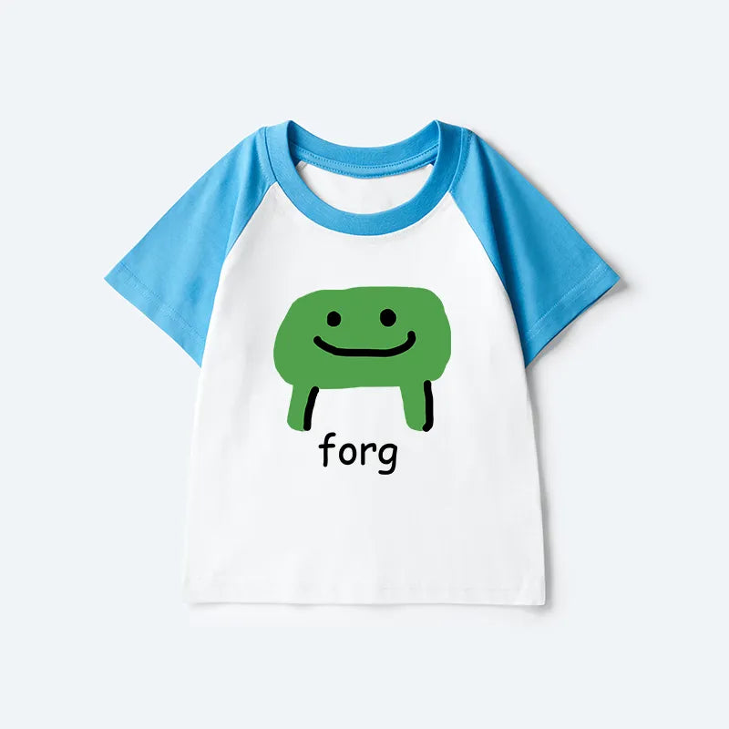 Kyoto-Lion Smiling Frog Kids Raglan T-shirt
