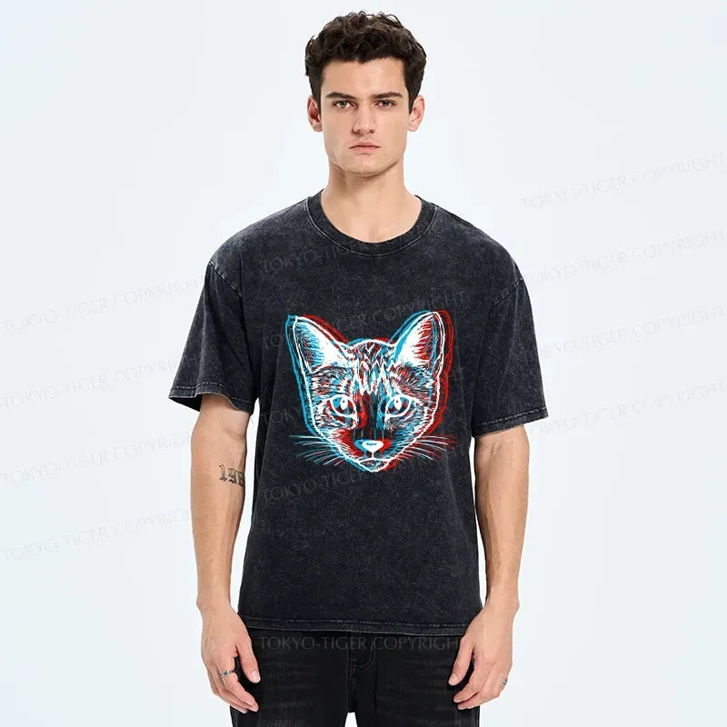 Vintage Japanese Cat T-Shirt for Streetwear