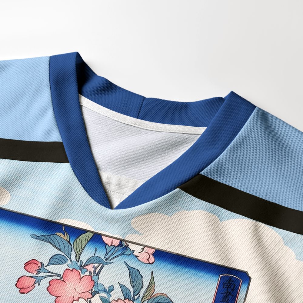 Kyoto-Lion Japanese Sakura Floral Long-Sleeve Hockey Jersey