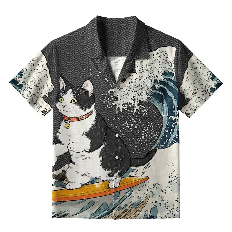 Trendy Japanese Cat Hawaiian Shirt Gift Idea