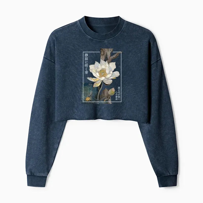 Japanese Washed Crop Sweatshirt for Women