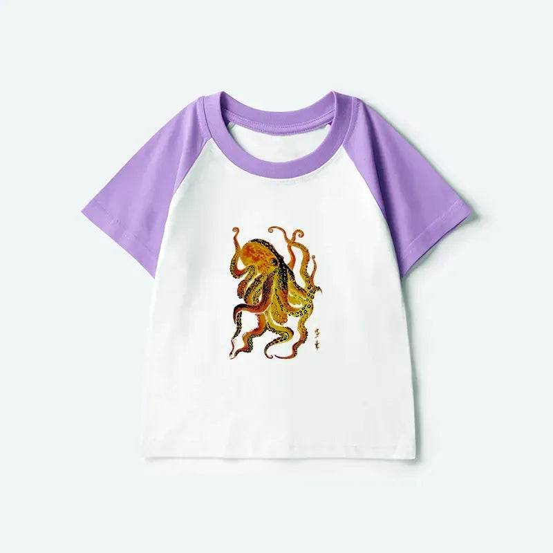 Japanese Octopus Kids Raglan Shirt