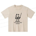 Kyoto-Lion Focused Samurai Frog Kids Washed T-Shirt