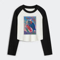 Kyoto-Lion Ukiyoe Rabbit Ride Carp Streamer Poster Women's Crop Raglan T-Shirt