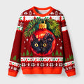 Kyoto-Lion Black Cat In Christmas Ornament Fuzzy Christmas Ugly Sweatshirt