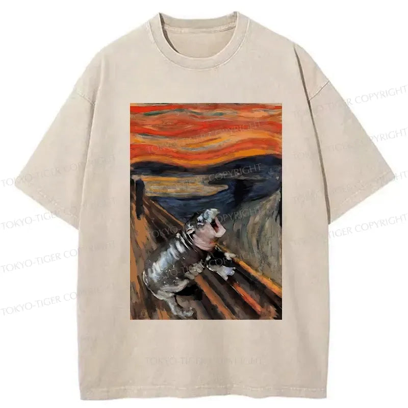 Moo Deng Washed T-Shirt for Cosplay