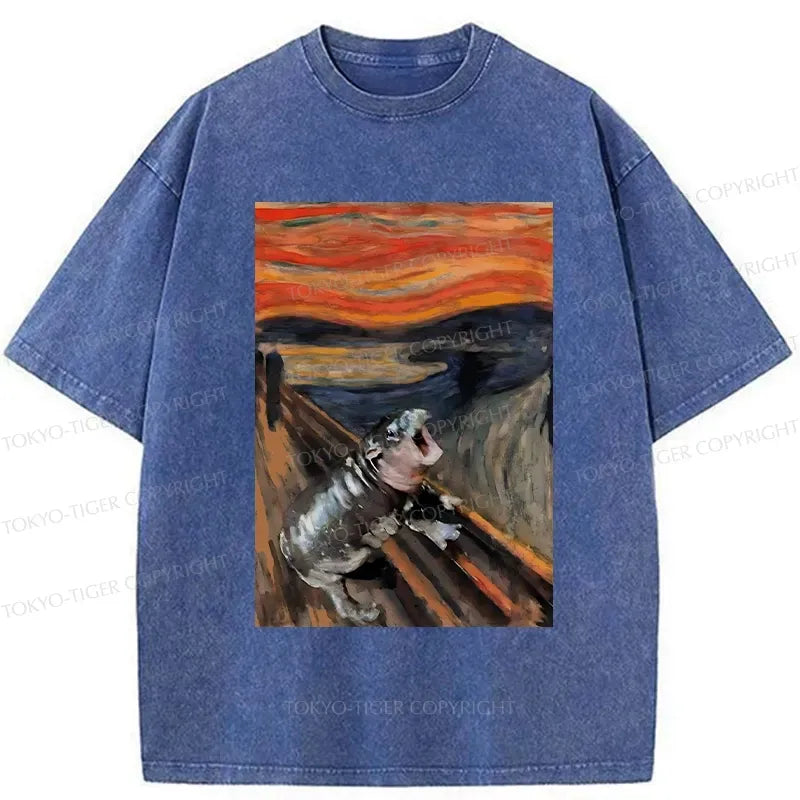 Kyoto-Lion The Scream Moo Deng Washed T-Shirt