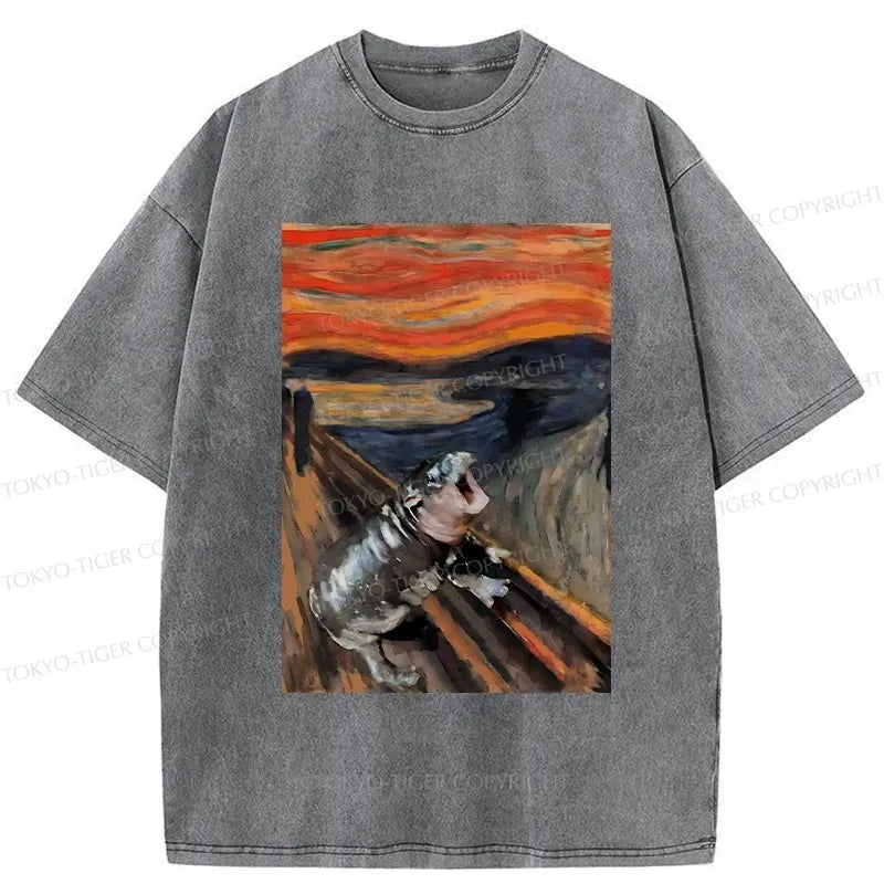 Kyoto-Lion The Scream Moo Deng Washed T-Shirt
