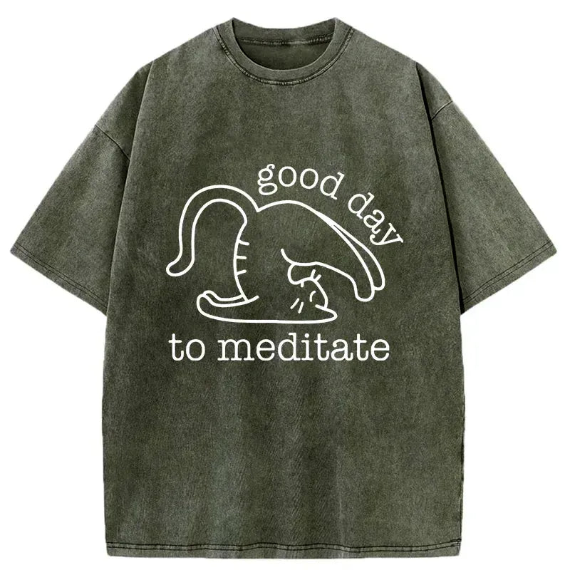 Unisex Washed Cat Shirt for Daily Wear