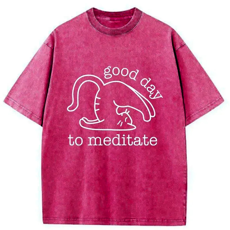 Unisex Washed Cat Shirt for Daily Wear