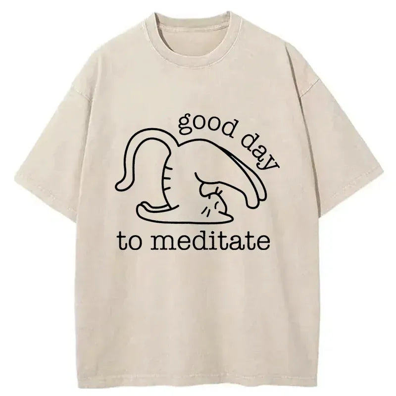 Unisex Washed Cat Shirt for Daily Wear