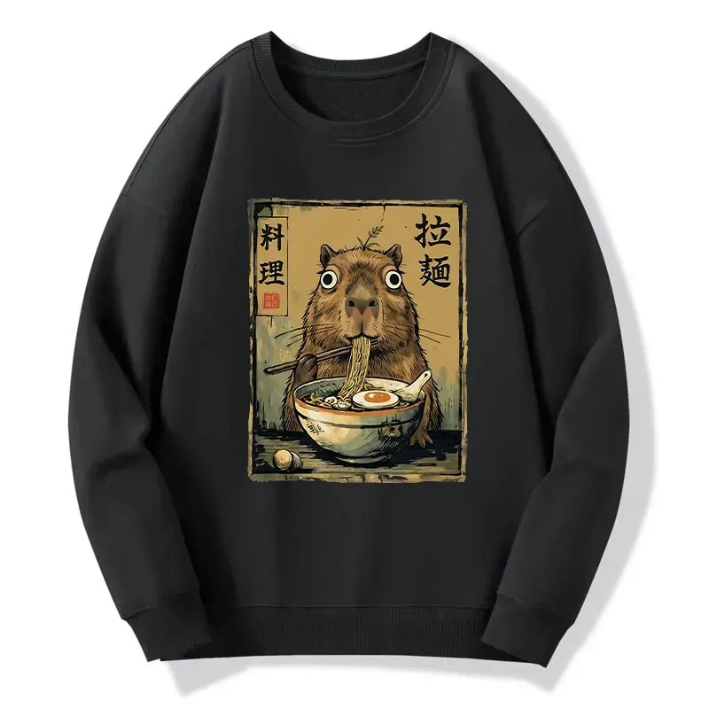 Kyoto-Lion Cute Capybara Eating Ramen Classic Sweatshirt