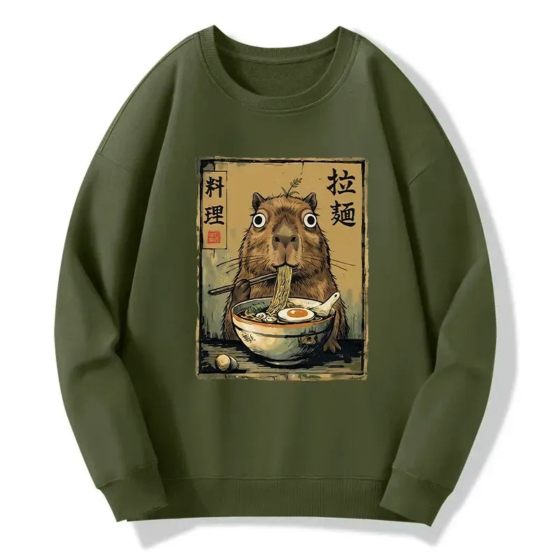 japanese vintage capybara ramen sweatshirt gift idea