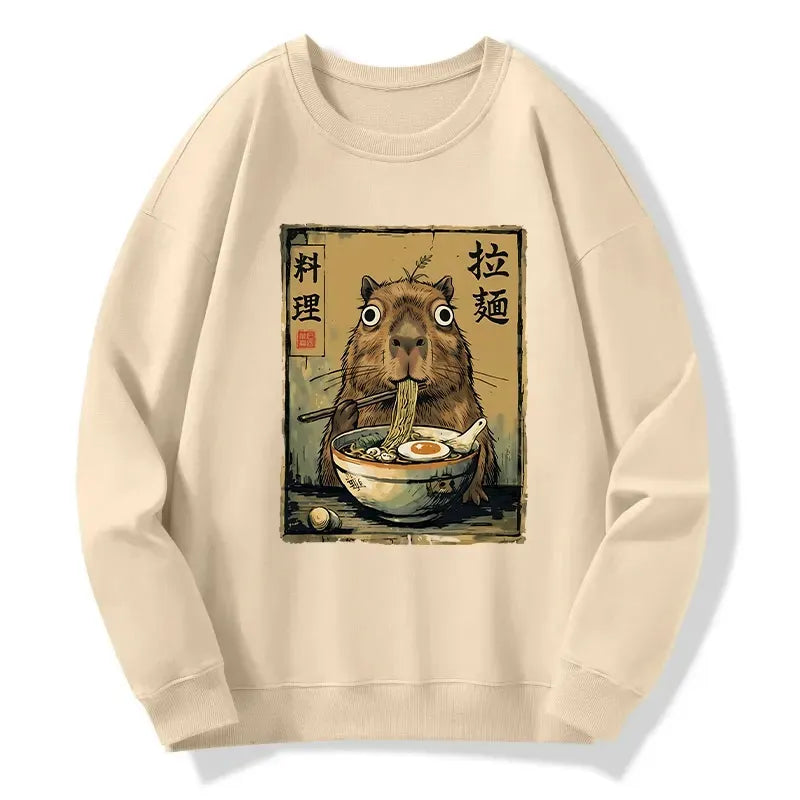 japanese vintage capybara ramen sweatshirt gift idea