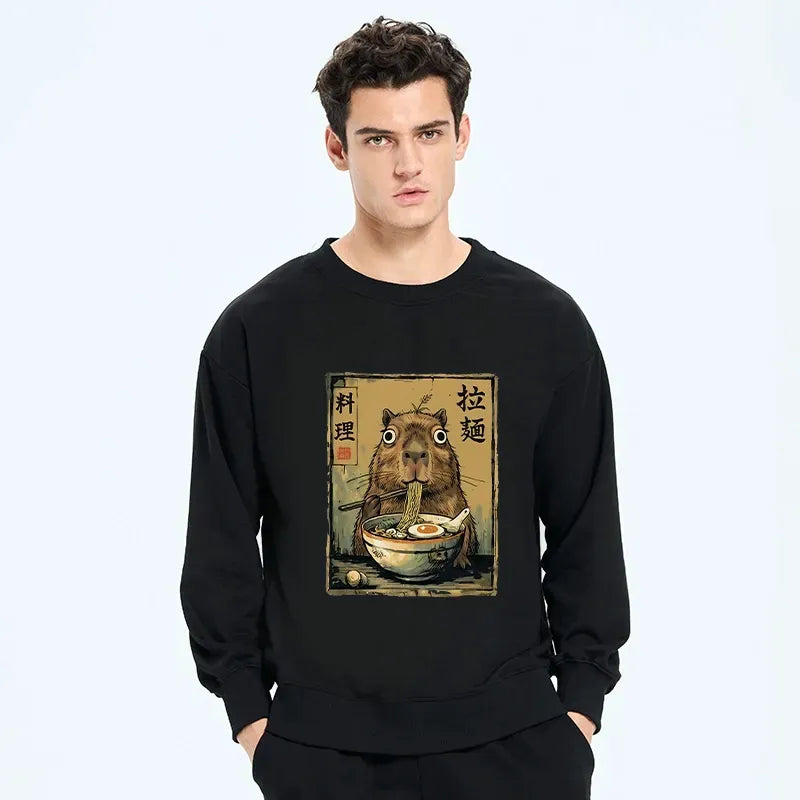 japanese vintage capybara ramen sweatshirt gift idea