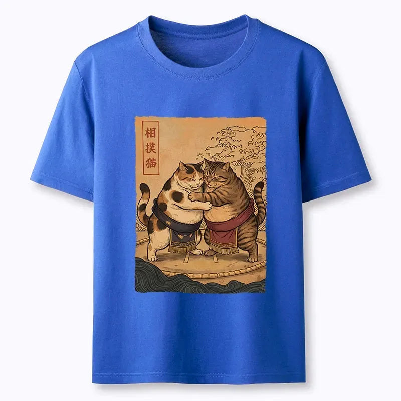 Japanese sumo cats vintage t-shirt