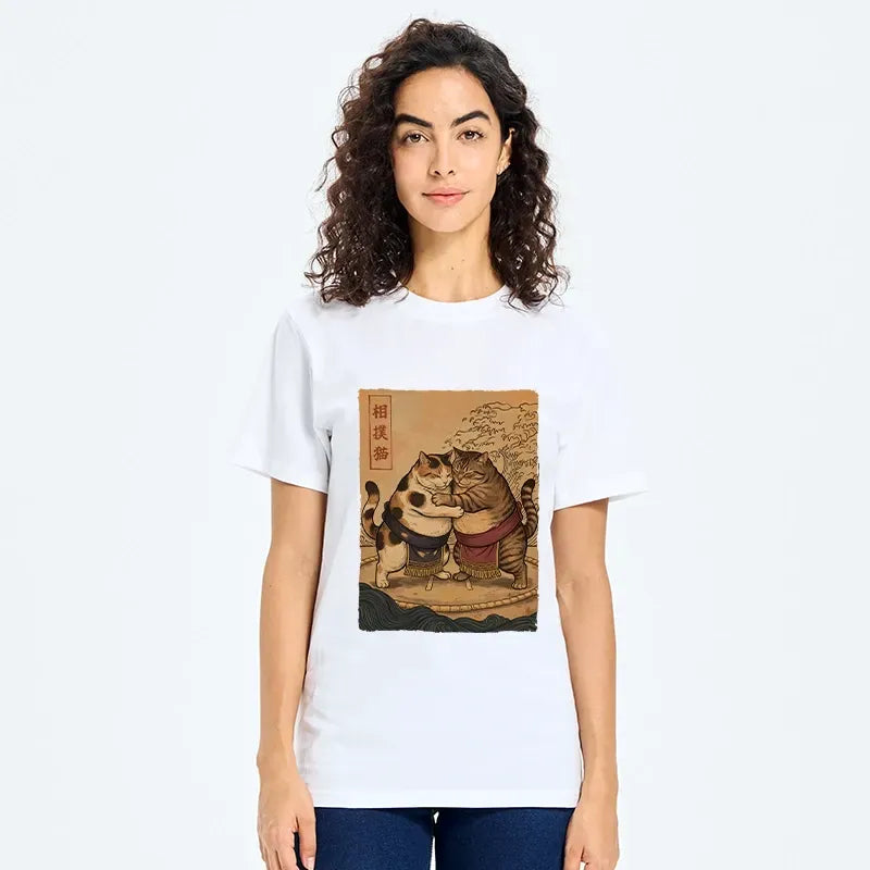 Japanese sumo cats vintage t-shirt