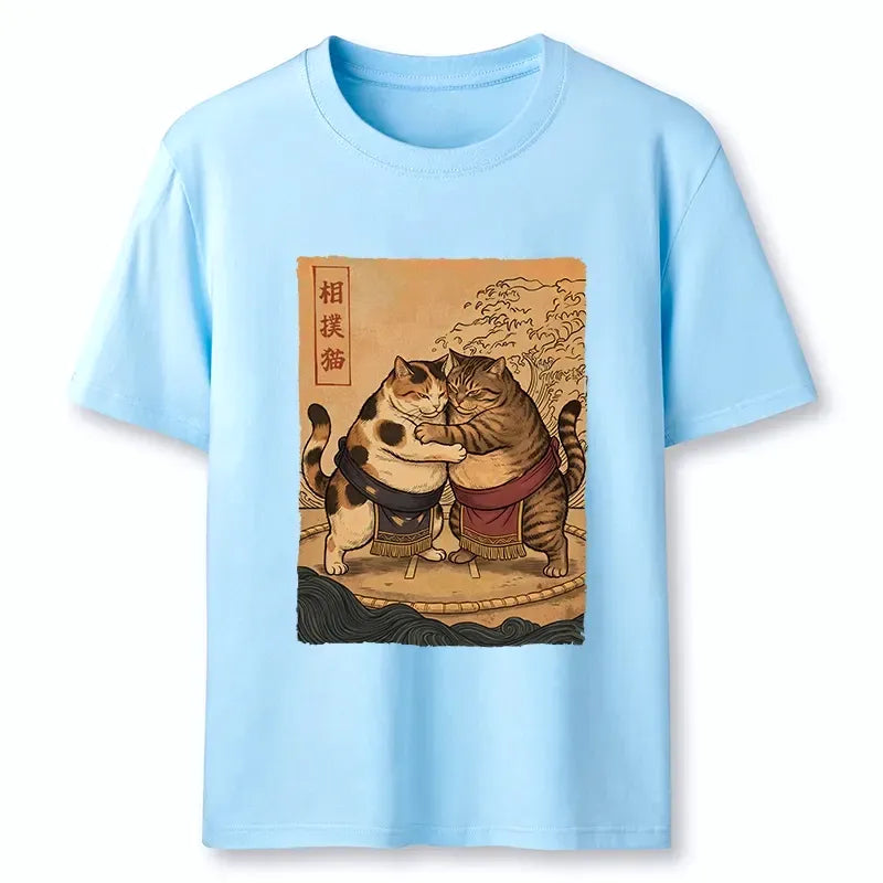 Japanese sumo cats vintage t-shirt