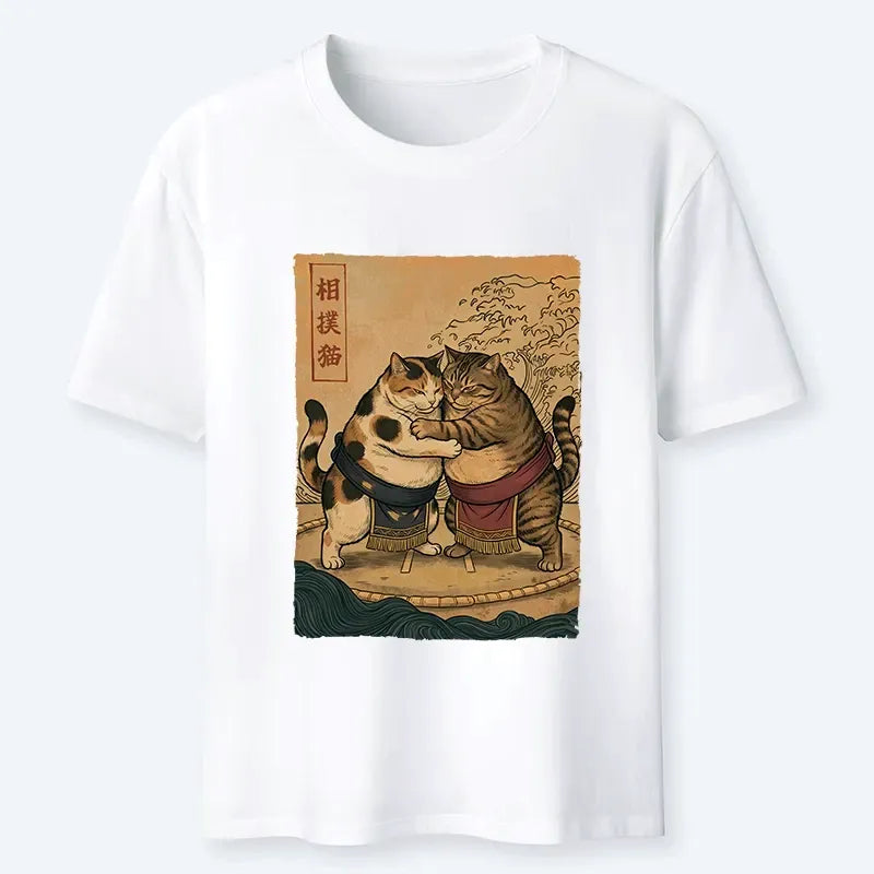 Japanese sumo cats vintage t-shirt