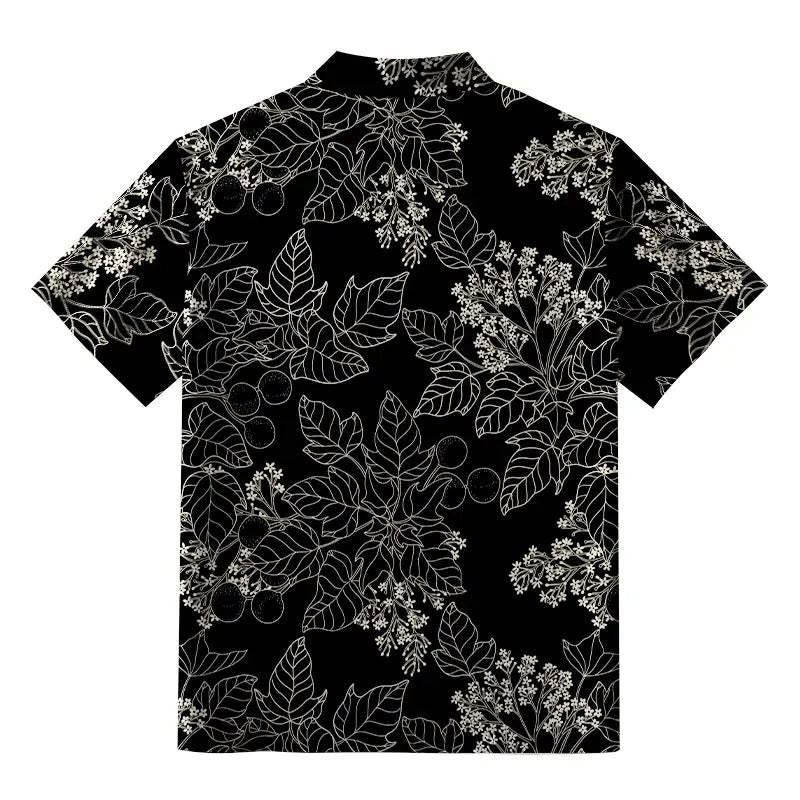 Kyoto-Lion Refined Leaf And Berry Silhouette Button-up Shirt