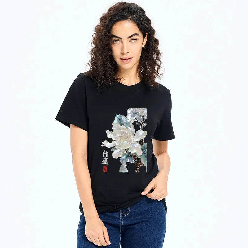 Kyoto-Lion White Lotus Art Classic T-Shirt