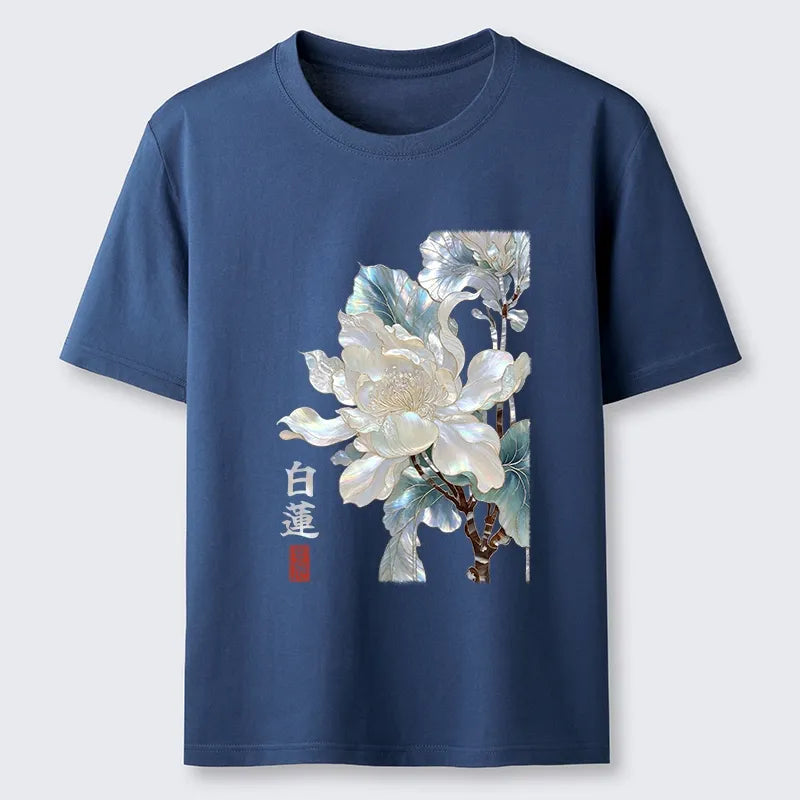 Kyoto-Lion White Lotus Art Classic T-Shirt