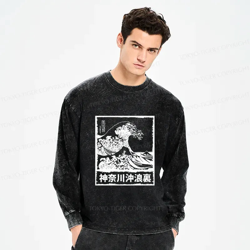Japanese Wave Washed T-Shirt for Summer