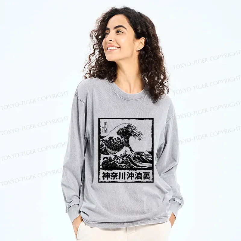 Japanese Wave Washed T-Shirt for Summer